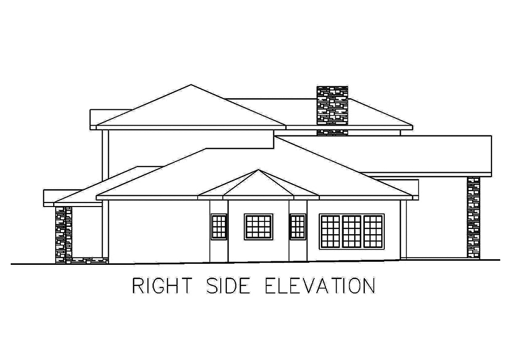 Home Plan Right Elevation of this 7-Bedroom,5000 Sq Ft Plan -132-1639