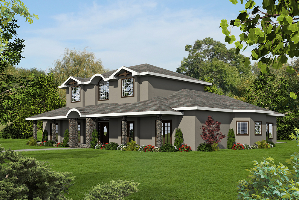 Front Elevation of this Traditional House (#132-1639) at The Plan Collection.