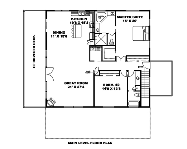 Floor Plan First Story of Cottage Plan #132-1640