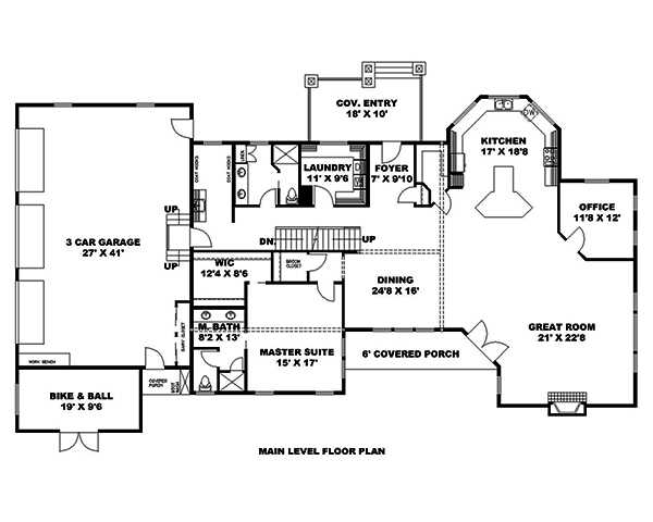 Floor Plan First Story of Modern Plan #132-1642