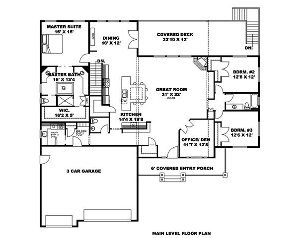 Floor Plan First Story of Craftsman Plan #132-1644
