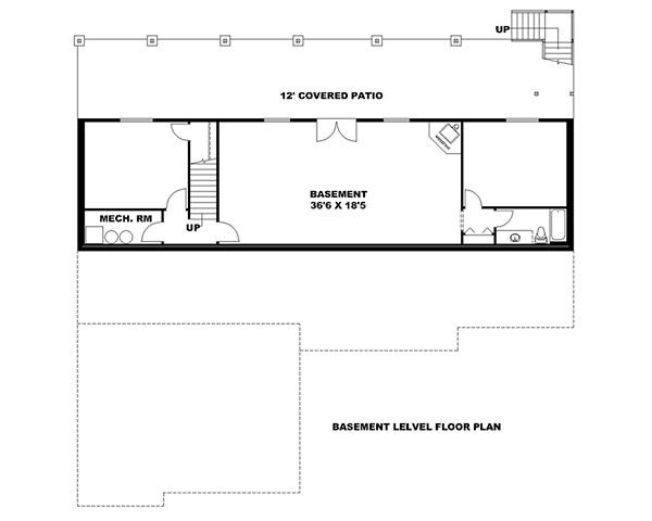 Floor Plan Basement of Craftsman Plan #132-1644