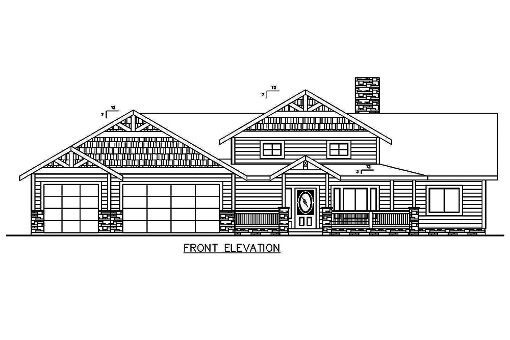 Home Plan Front Elevation of this 5-Bedroom,4333 Sq Ft Plan -132-1644