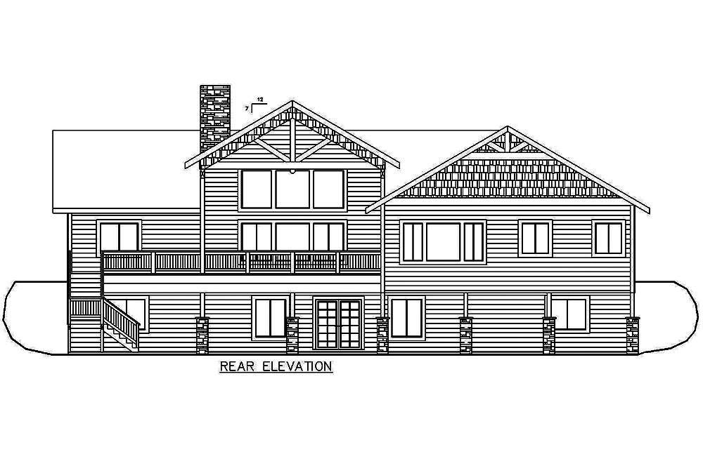 Home Plan Rear Elevation of this 5-Bedroom,4333 Sq Ft Plan -132-1644