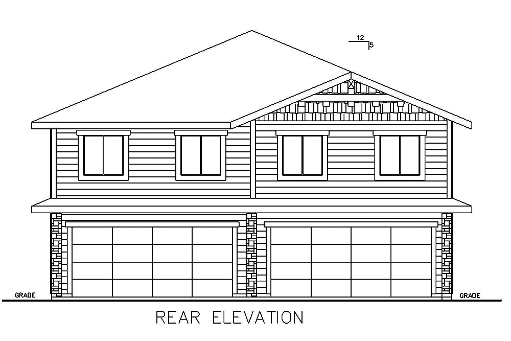 Home Plan Rear Elevation of this 4-Bedroom,1543 Sq Ft Plan -132-1645