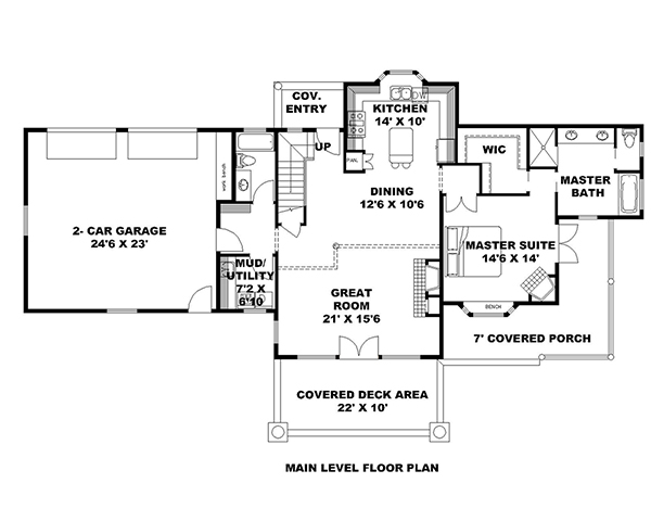Floor Plan First Story of Cottage Plan #132-1646
