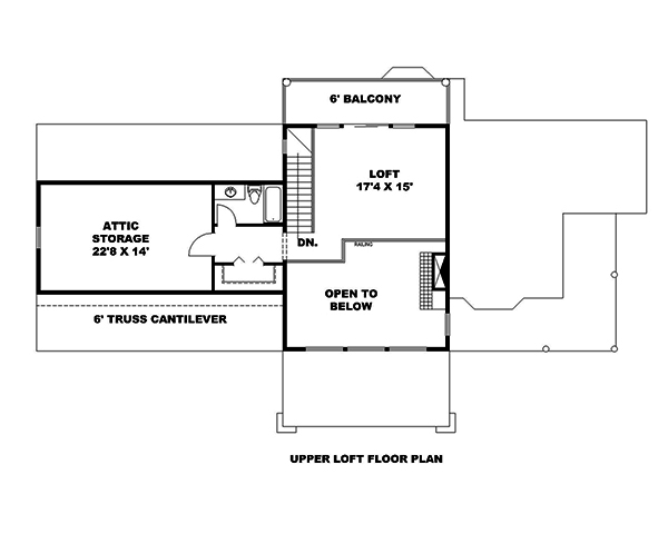 Floor Plan Second Story of Cottage Plan #132-1646