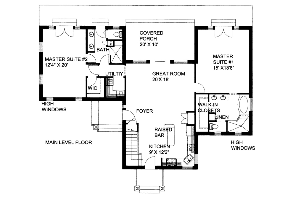 Floor Plan First Story of Craftsman Plan #132-1647