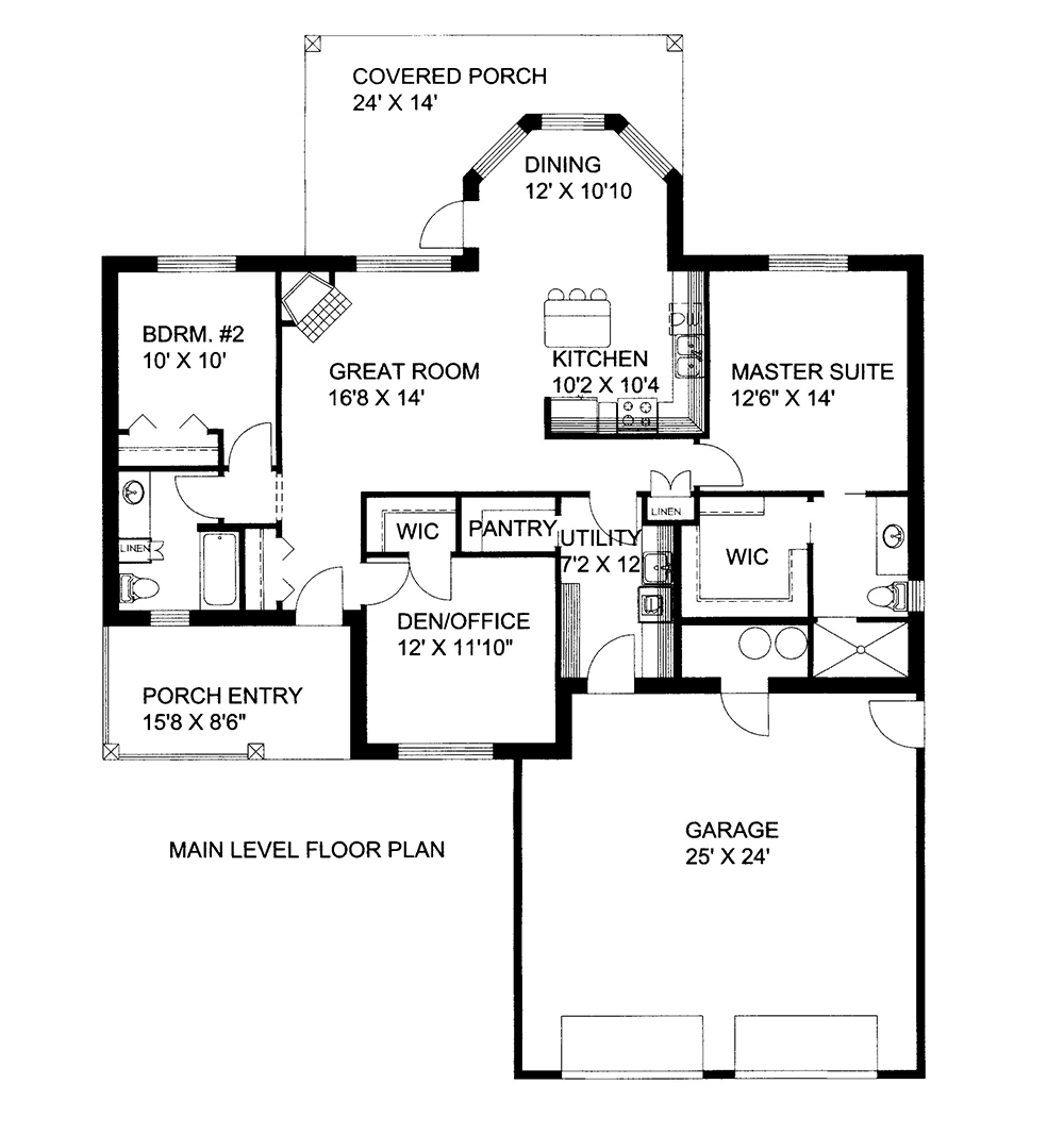 Floor Plan First Story of Cottage Plan #132-1648