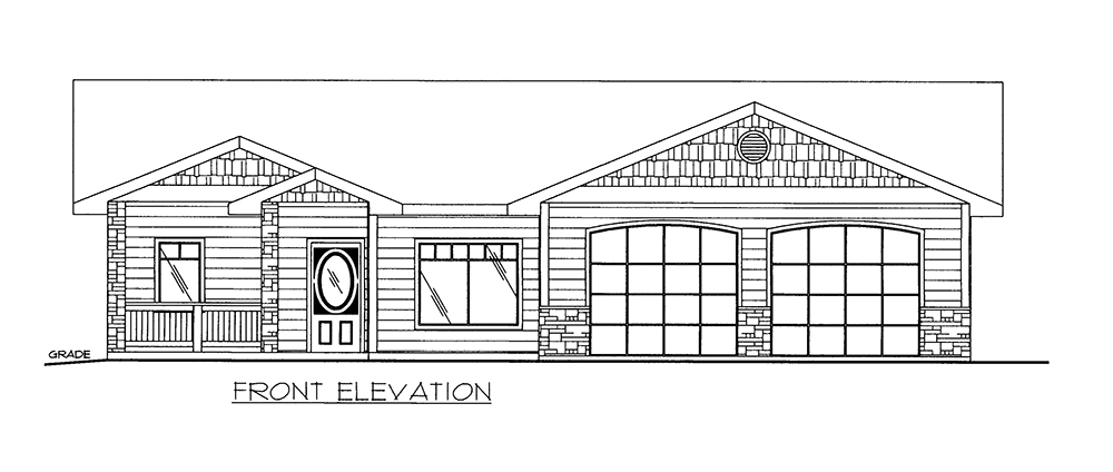 Home Plan Front Elevation of this 2-Bedroom,1548 Sq Ft Plan -132-1648
