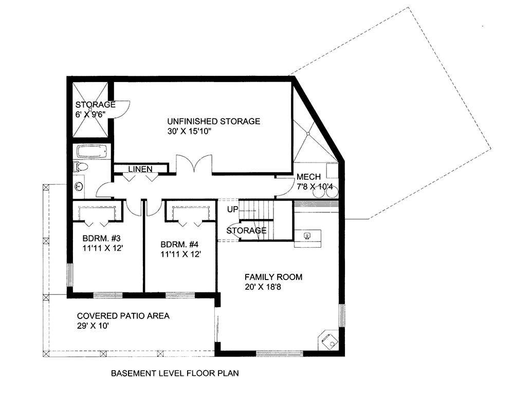 Floor Plan Basement of Craftsman Plan #132-1650