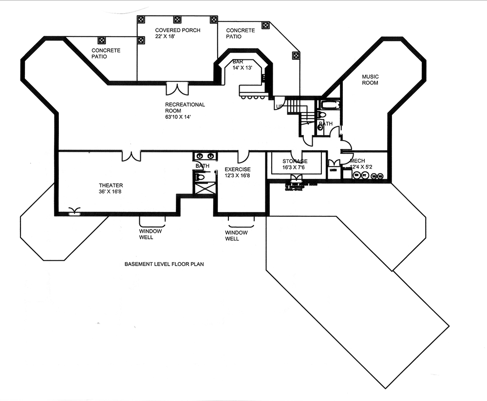 Floor Plan Basement of Contemporary Plan #132-1652