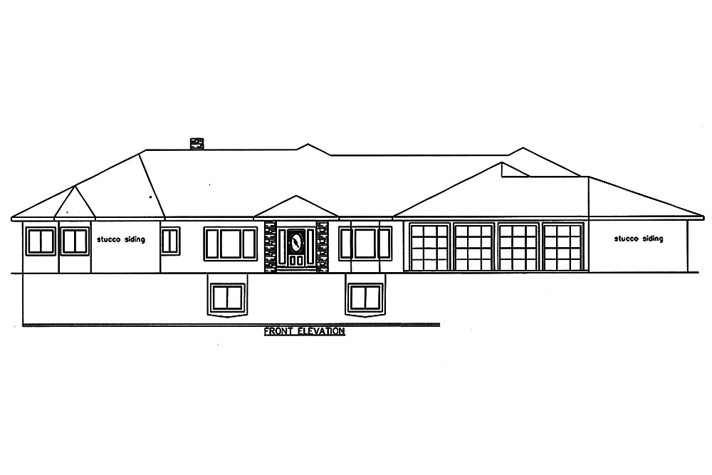 Home Plan Front Elevation of this 4-Bedroom,7871 Sq Ft Plan -132-1652