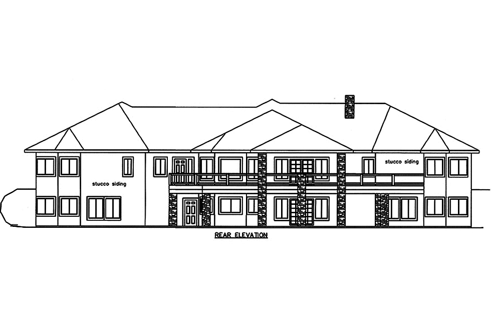 Home Plan Rear Elevation of this 4-Bedroom,7871 Sq Ft Plan -132-1652