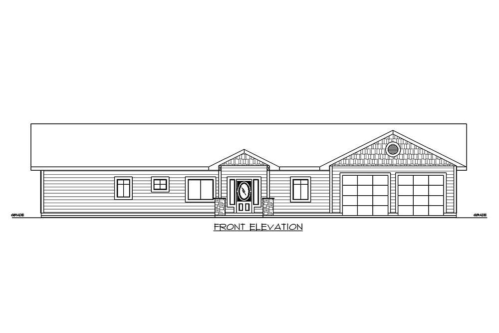 Home Plan Front Elevation of this 2-Bedroom,1680 Sq Ft Plan -132-1654