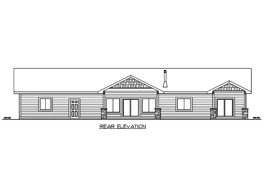 Home Plan Rear Elevation of this 2-Bedroom,1680 Sq Ft Plan -132-1654