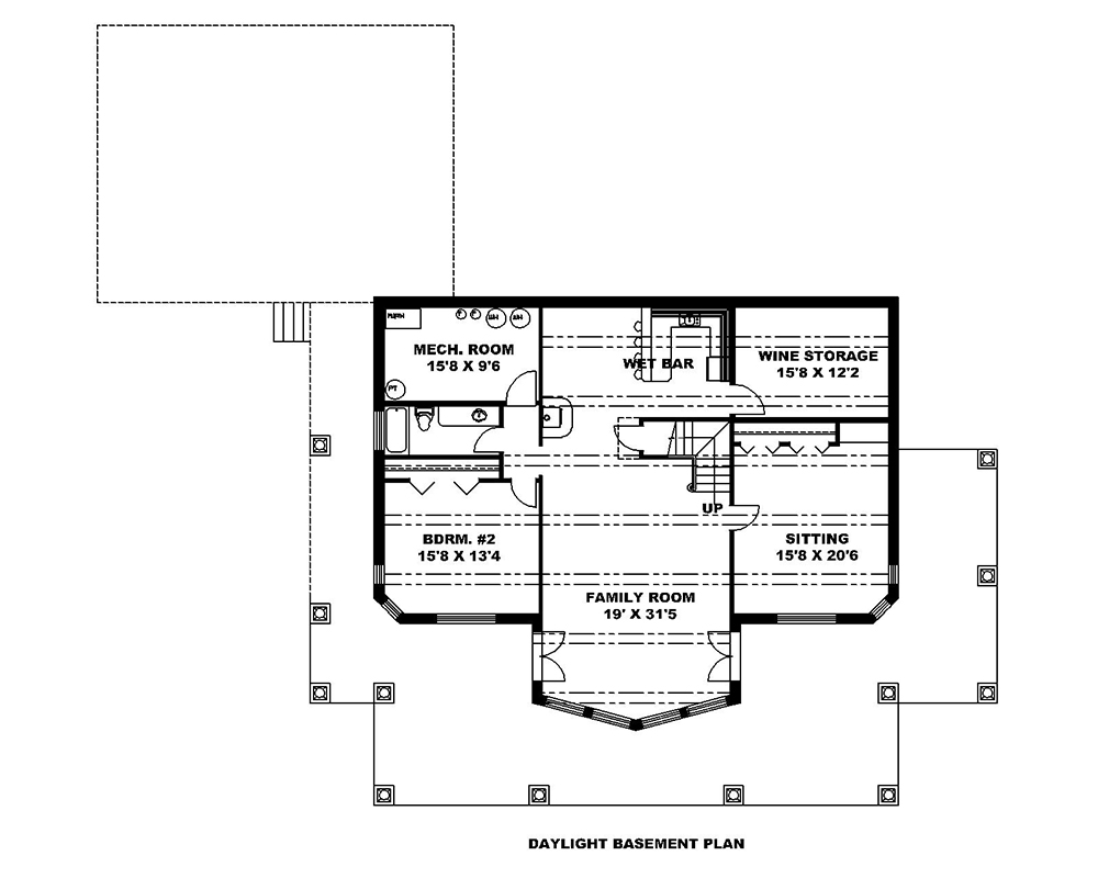 Floor Plan Basement of Cottage Plan #132-1655