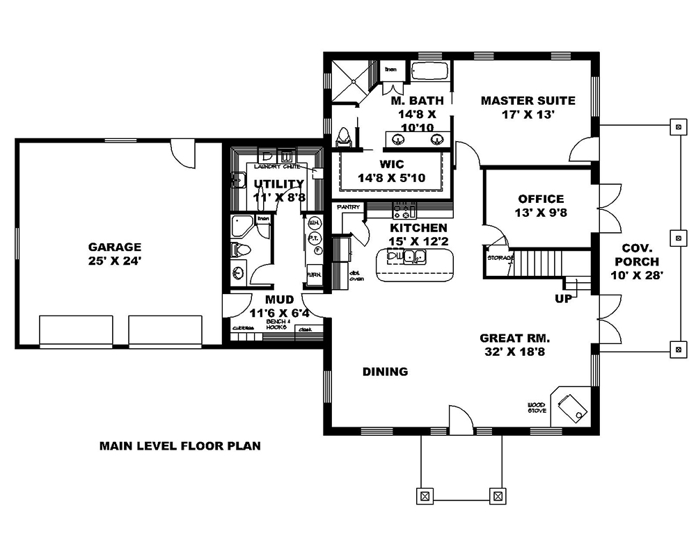 Floor Plan First Story of Country Plan #132-1656
