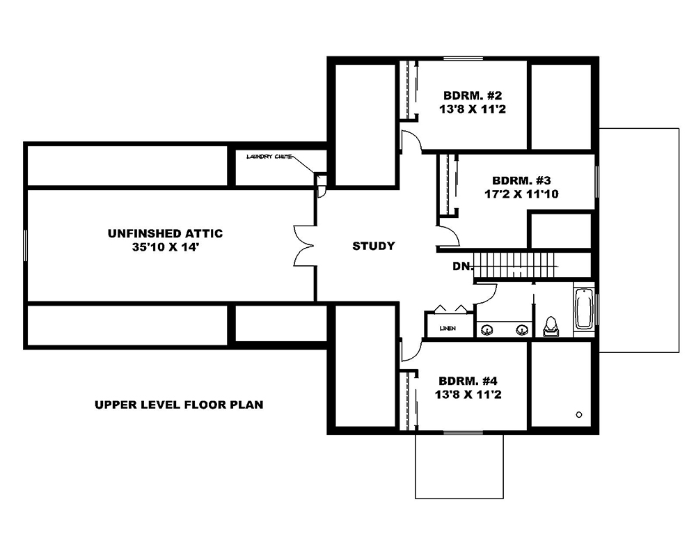 Floor Plan Second Story of Country Plan #132-1656