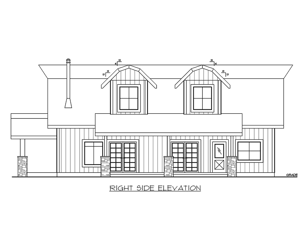 Home Plan Right Elevation of this 5-Bedroom,2875 Sq Ft Plan -132-1656