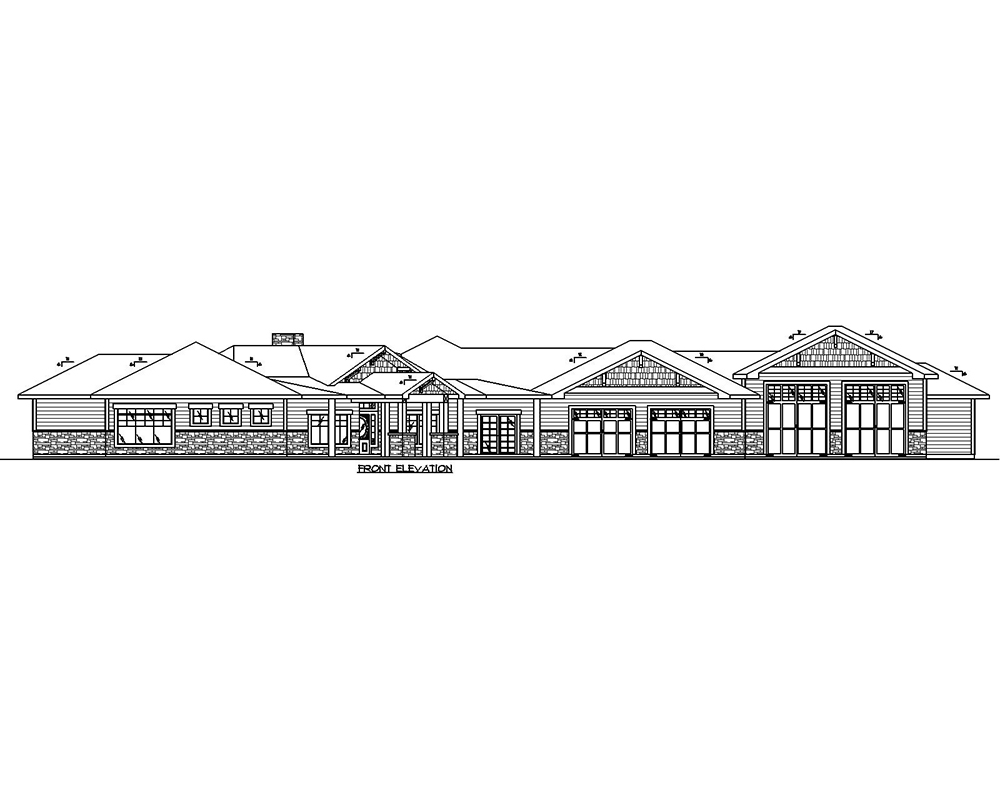 Home Plan Front Elevation of this 4-Bedroom,3707 Sq Ft Plan -132-1657