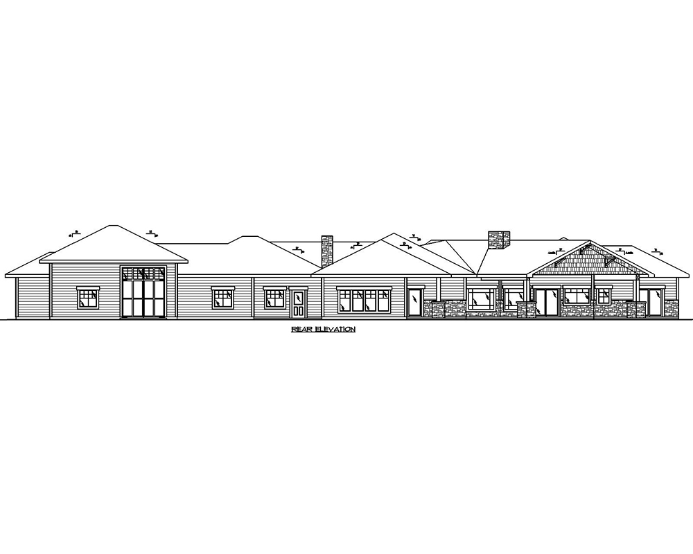Home Plan Rear Elevation of this 4-Bedroom,3707 Sq Ft Plan -132-1657