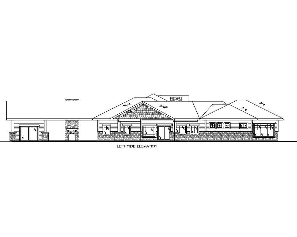 Home Plan Left Elevation of this 4-Bedroom,3707 Sq Ft Plan -132-1657