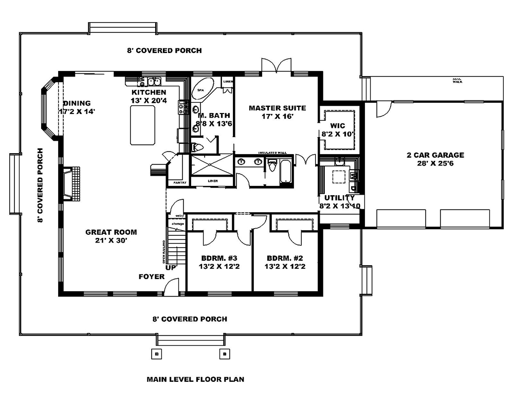 Floor Plan First Story of Country Plan #132-1658