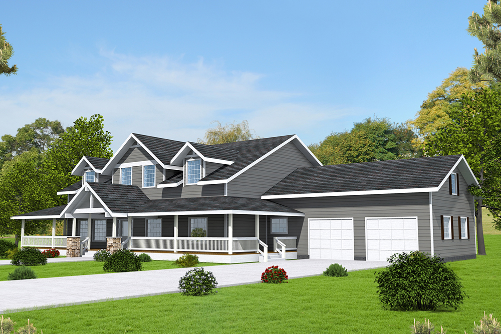 Front Elevation of this Country House (#132-1658) at The Plan Collection.