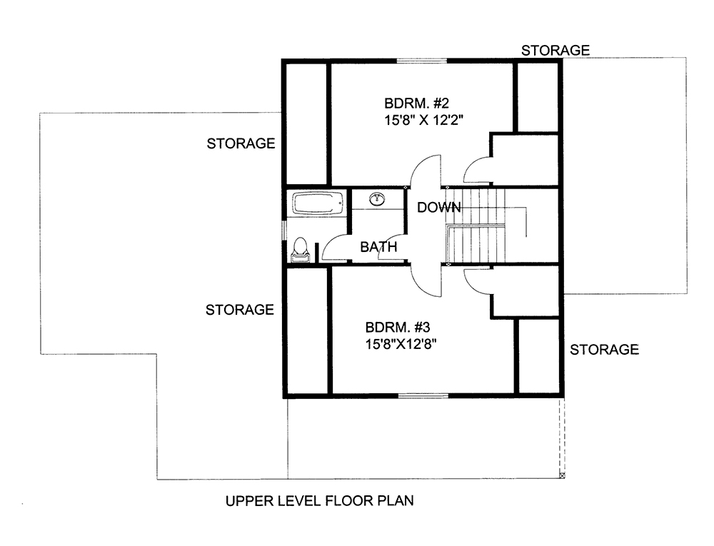 Floor Plan Second Story of Craftsman Plan #132-1659