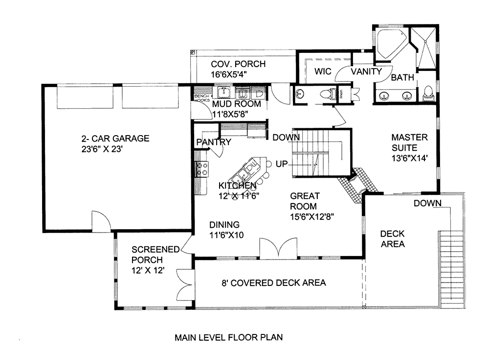 Floor Plan First Story of Craftsman Plan #132-1659