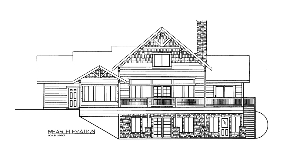 Home Plan Rear Elevation of this 3-Bedroom,1824 Sq Ft Plan -132-1659