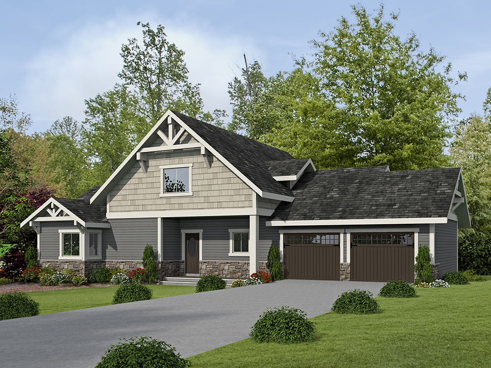Front Elevation of this Craftsman House (#132-1659) at The Plan Collection.