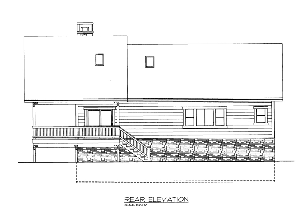 Home Plan Rear Elevation of this 3-Bedroom,1658 Sq Ft Plan -132-1661