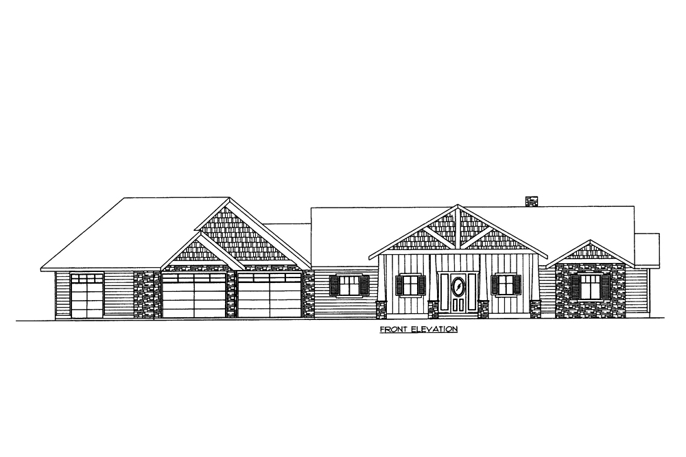 Home Plan Front Elevation of this 7-Bedroom,6032 Sq Ft Plan -132-1662