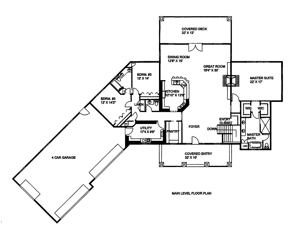Floor Plan First Story of Craftsman Plan #132-1662