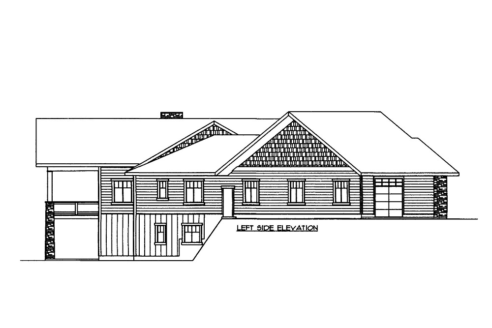 Home Plan Left Elevation of this 7-Bedroom,6032 Sq Ft Plan -132-1662