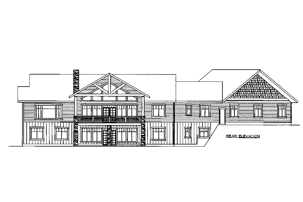 Home Plan Rear Elevation of this 7-Bedroom,6032 Sq Ft Plan -132-1662