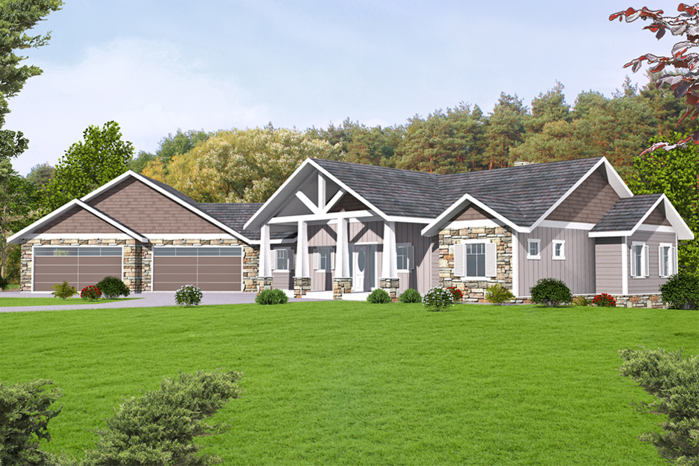 Front Elevation of this Craftsman House (#132-1662) at The Plan Collection.
