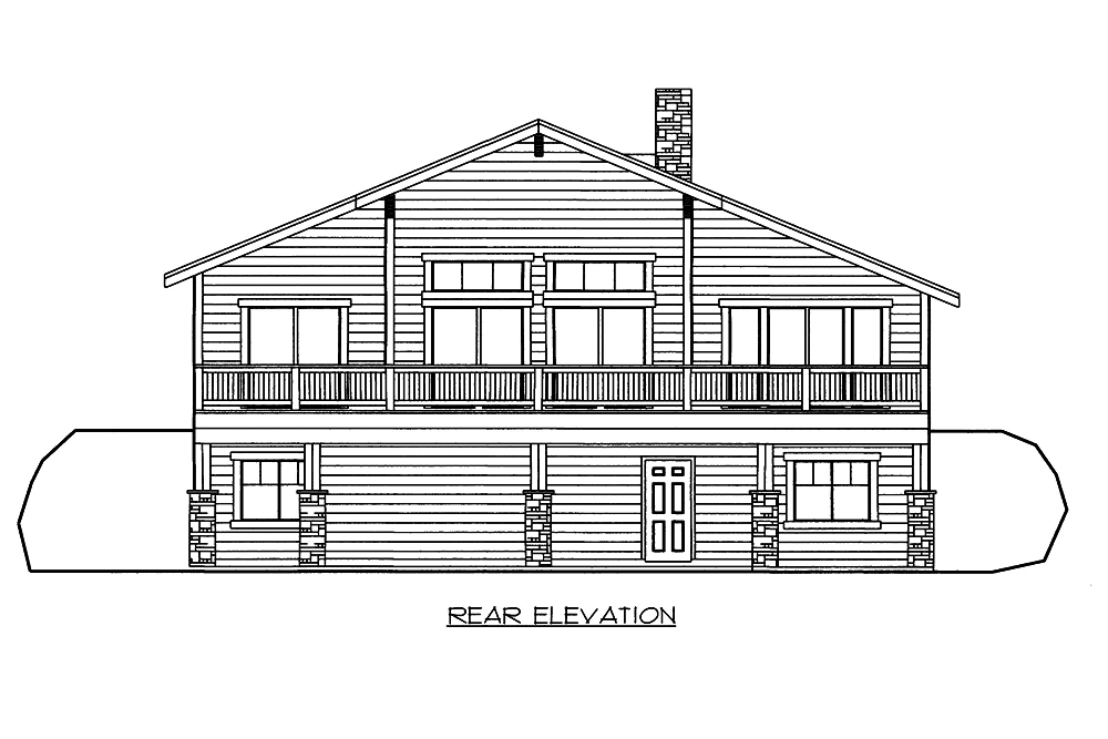 Home Plan Rear Elevation of this 2-Bedroom,2350 Sq Ft Plan -132-1663