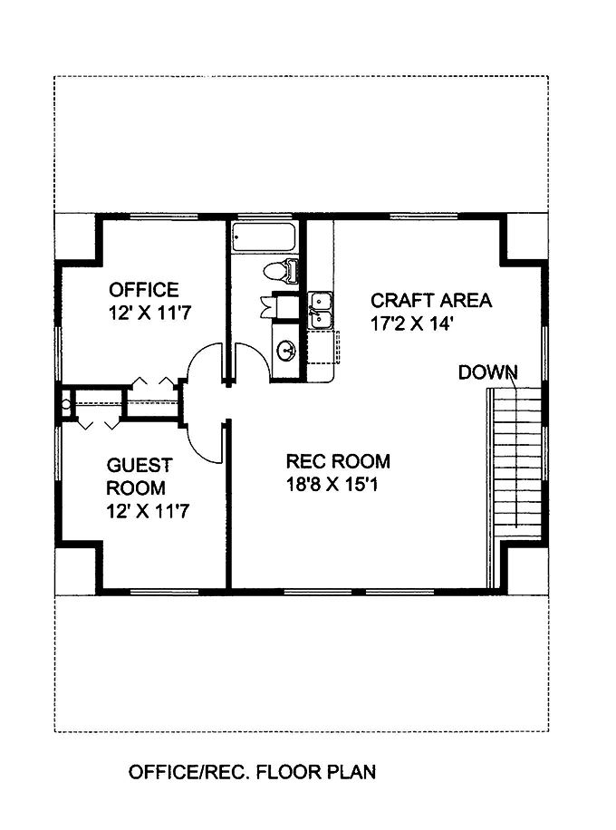 Floor Plan Second Story of Cottage Plan #132-1666