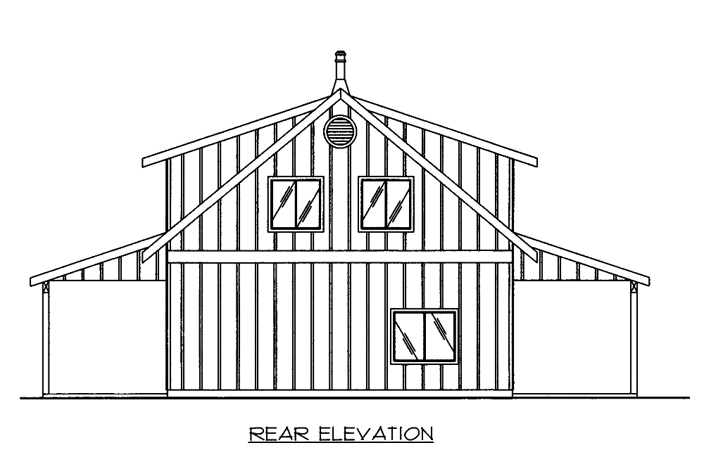 Home Plan Rear Elevation of this 2-Bedroom,1978 Sq Ft Plan -132-1666