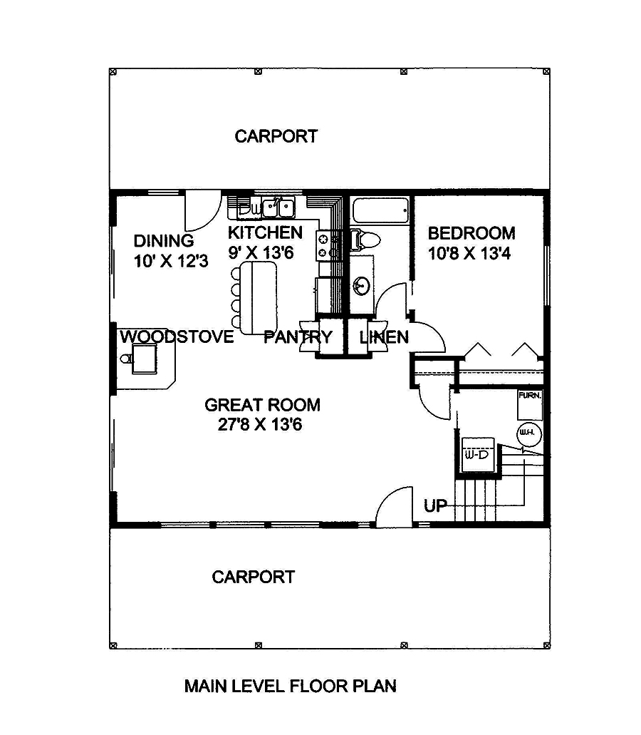 Floor Plan First Story of Cottage Plan #132-1666