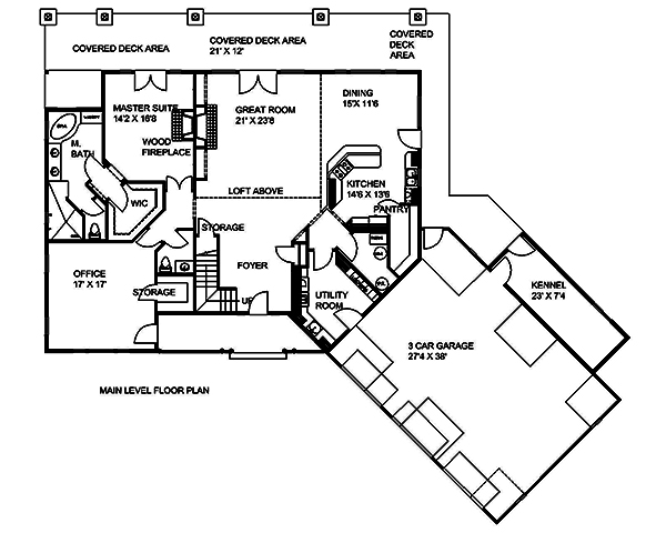 Floor Plan First Story of Craftsman Plan #132-1667