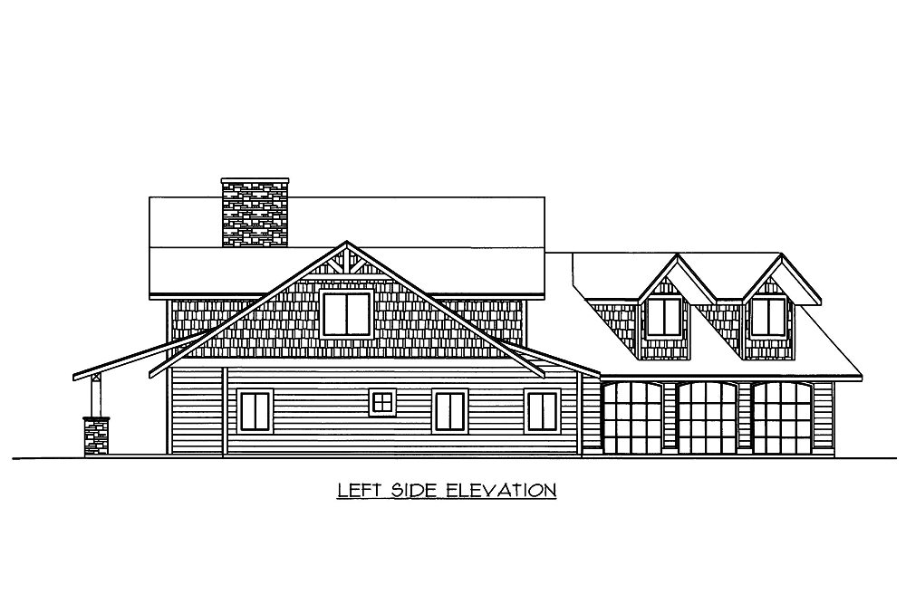 Home Plan Left Elevation of this 3-Bedroom,3707 Sq Ft Plan -132-1667