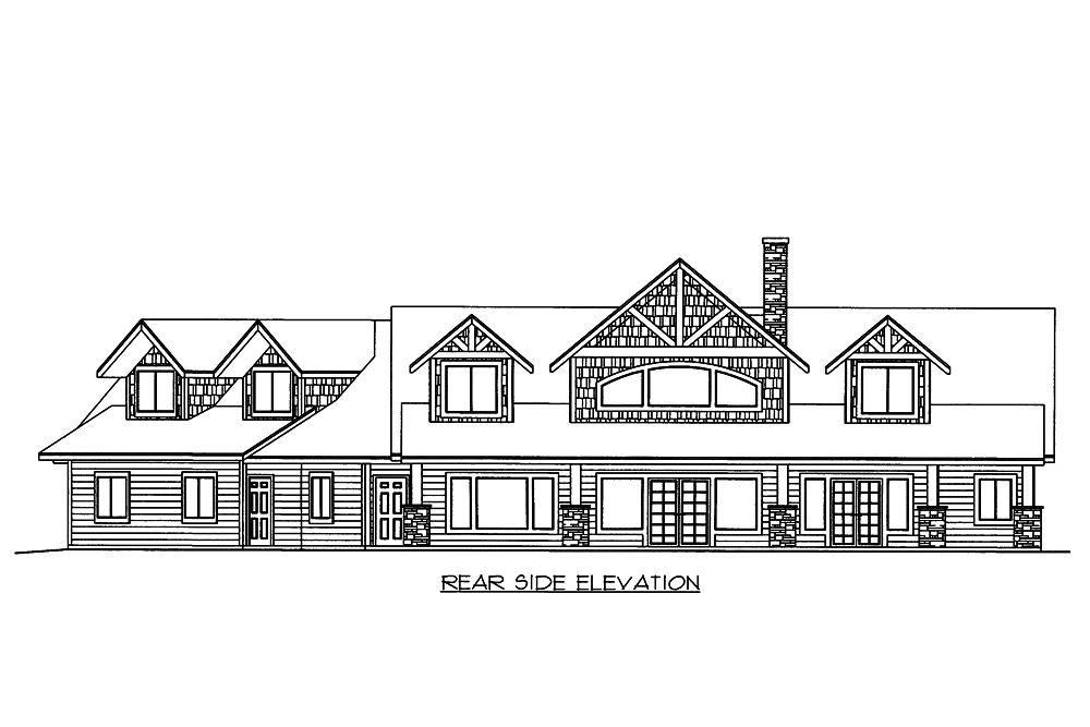 Home Plan Rear Elevation of this 3-Bedroom,3707 Sq Ft Plan -132-1667