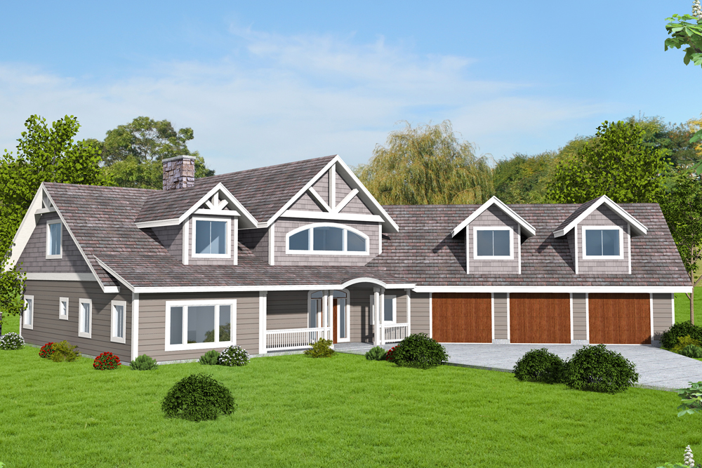 Front Elevation of this Craftsman House (#132-1667) at The Plan Collection.