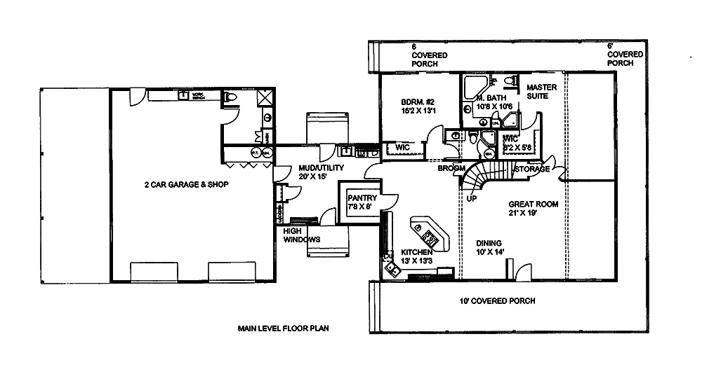 Floor Plan First Story of Cottage Plan #132-1668