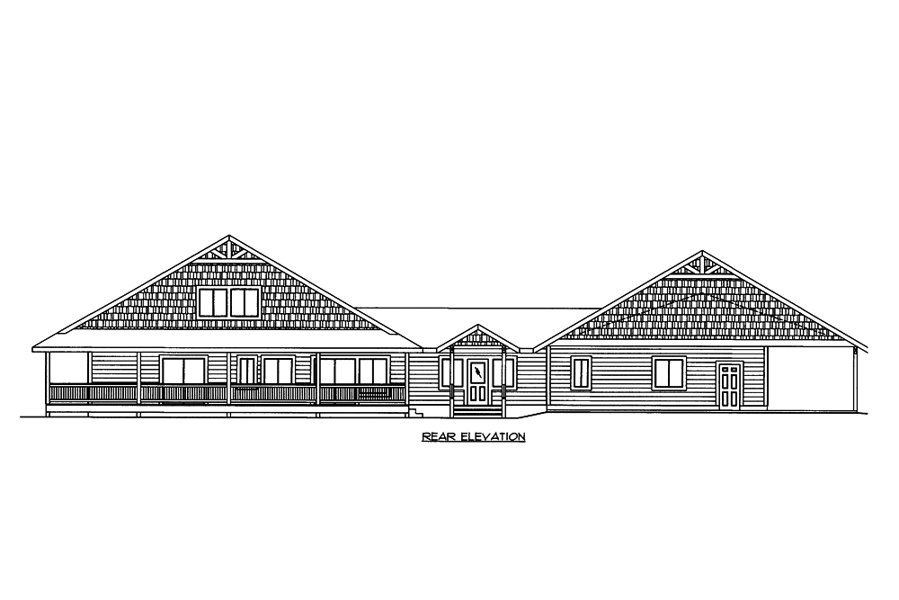 Home Plan Rear Elevation of this 4-Bedroom,3075 Sq Ft Plan -132-1668