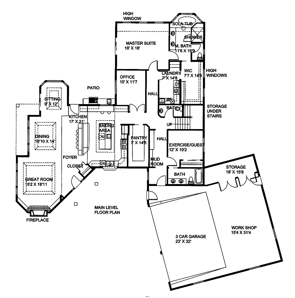 Floor Plan First Story of Cottage Plan #132-1671